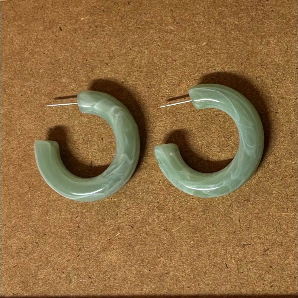 Green Hoop Earrings